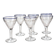 Set of 6 vintage bistro glasses – Art Deco style – Cobalt blue rim