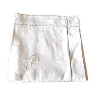 Vintage cotton pillowcase embroidered monogram MCG 72x72 Cushion cover