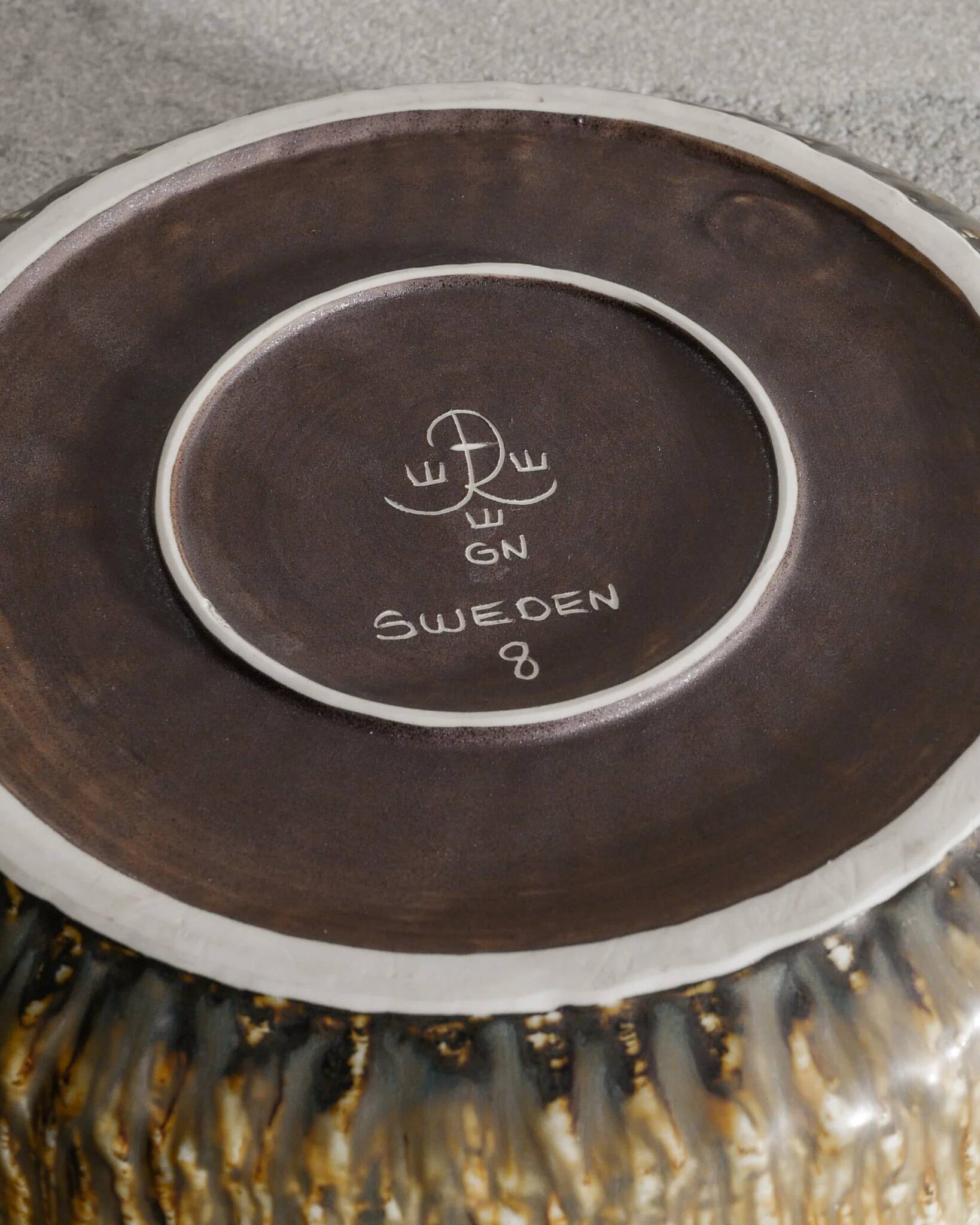 Large Vintage Swedish Ceramic "Rubus" Bowl by Gunnar Nylund, 1950s