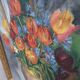 Large old oil painting, Still Life with Tulips, Gilded frame