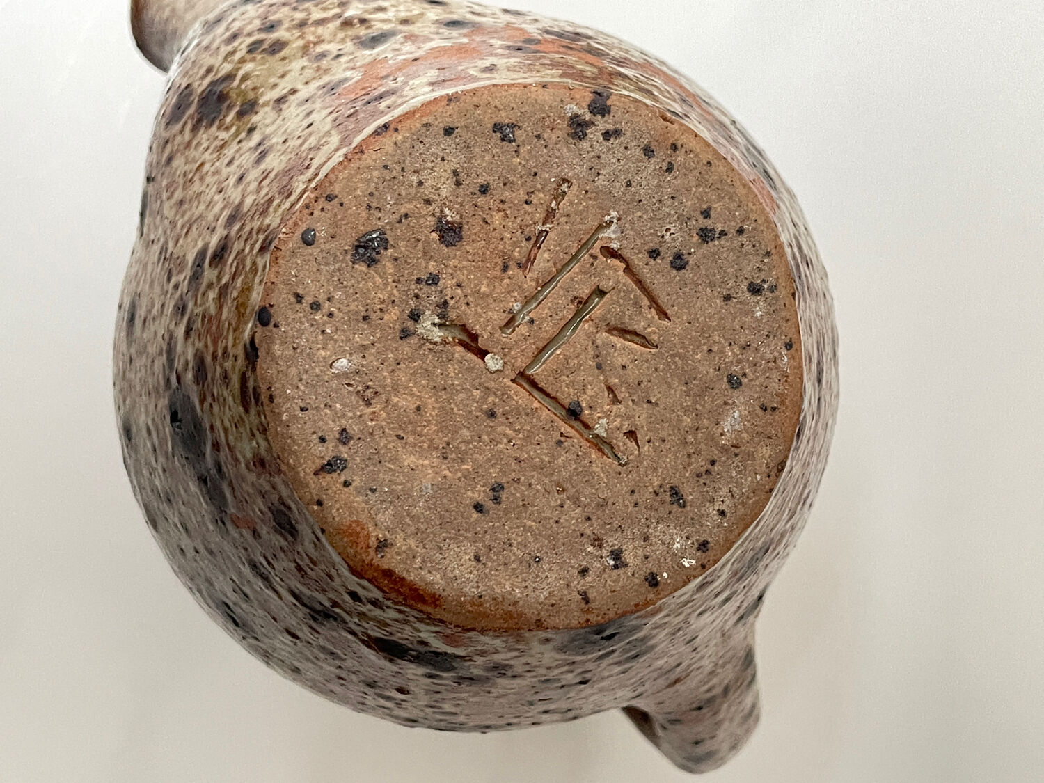 Large pyrite stoneware coffee pot, workshop work, 1970.