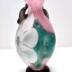 Postmodern Pink, Green and White Hand Blown Scavo Glass Vase, Murano, Italy