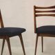 Pair of Scandinavian chairs seated night blue fabric restored, year 60.