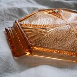 Set of two orange glass trays