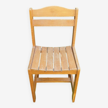 Fauteuil chaise vintage en pin années 70