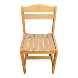 Fauteuil chaise vintage en pin années 70