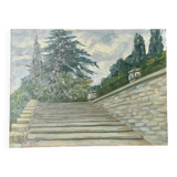 Oil painting "The ramps at San Niccolò" Florence, signed early 1900