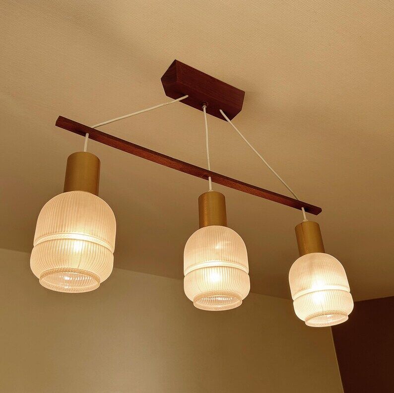 Mid Century Danish Teak Pendant  Light