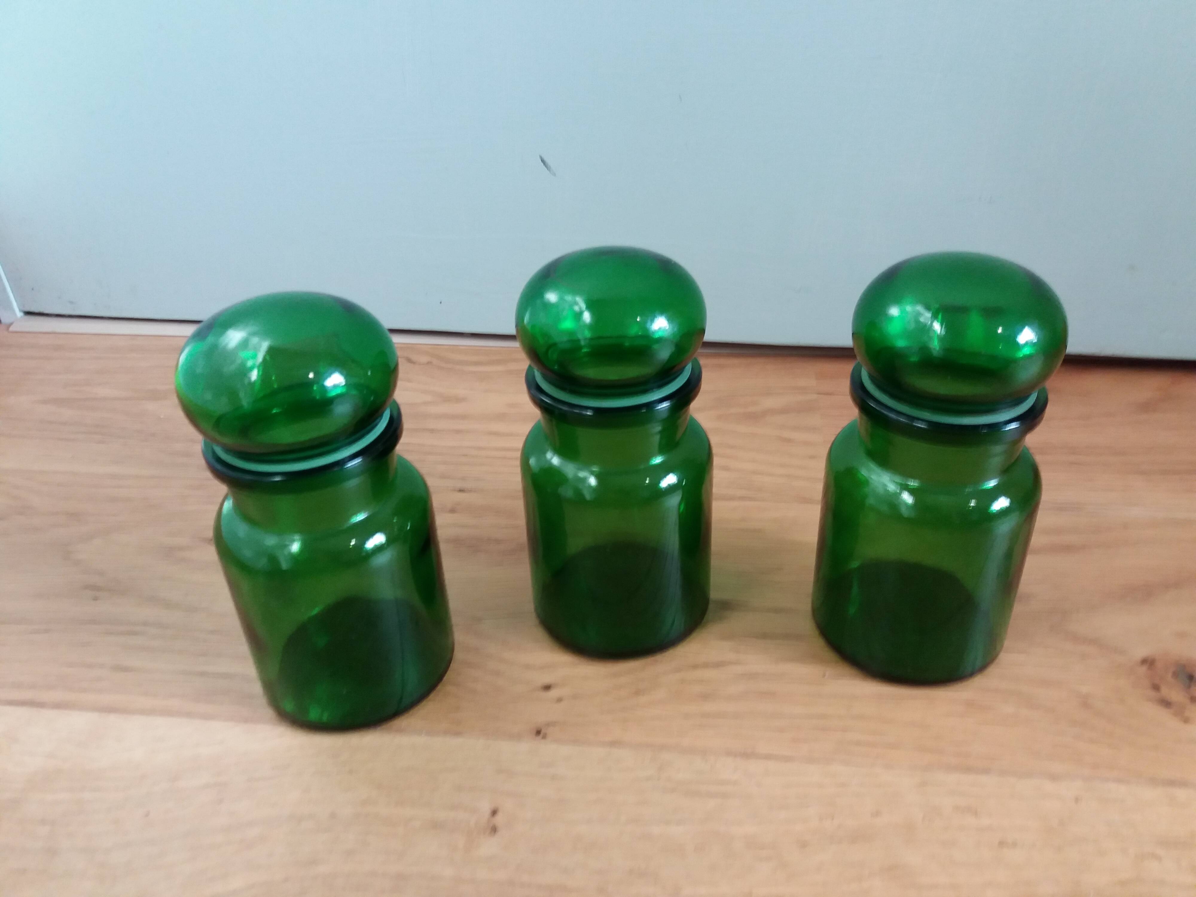 Apothecary bottles green glass jar