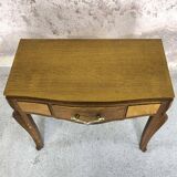 Vintage oak and elm burl bedside table