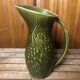 Old SARREGUEMINES Green Ceramic Pitcher Vintage Vines Decor