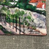 Painting frame enamelled painting signed on copper plate city of septeuil 78