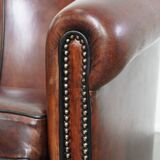 Sheepskin Leather Club Chair with Black Piping