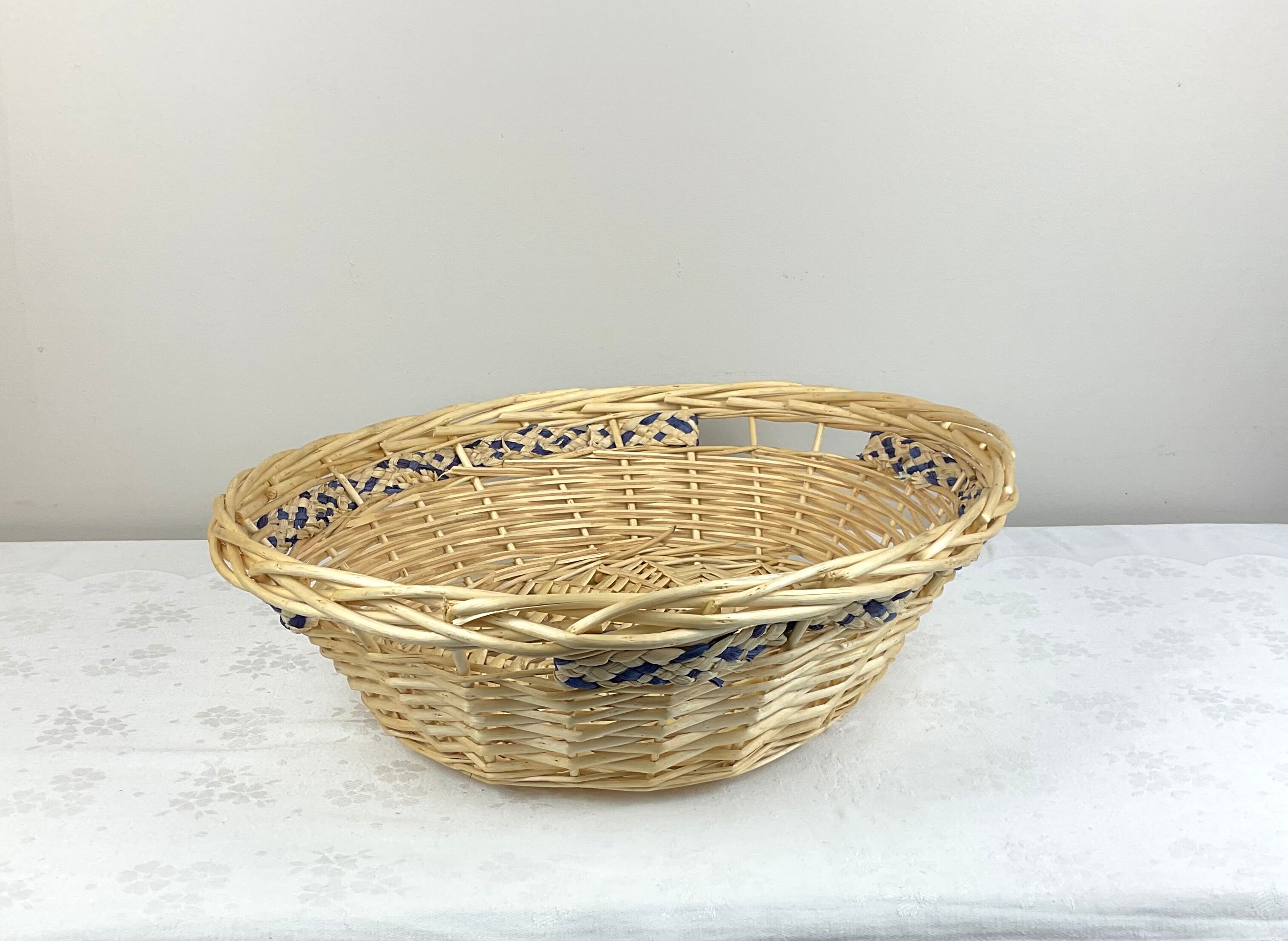 Oval wicker basket beige color