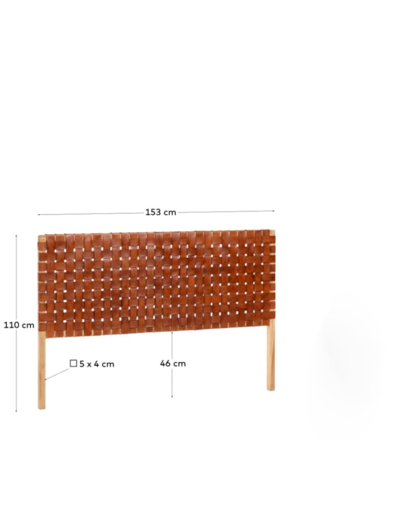 153 cm wooden and leather headboard