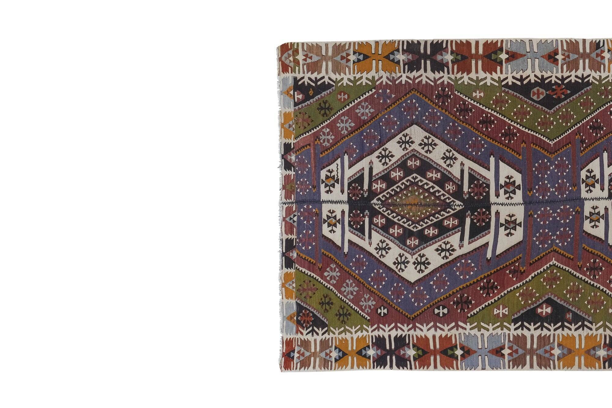 Vintage Turkish kilim, handwoven, 150x363 cm.
