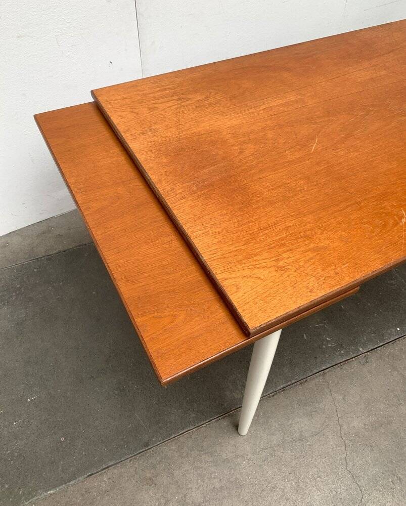 Teak mid-century table and Fanett chairs by Ilmari Tapiovaara for Asko, set of 5.