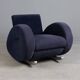 Bretz (Germany) — Rocking Chair / Armchair — Blue Velvet Upholstery — 1980s