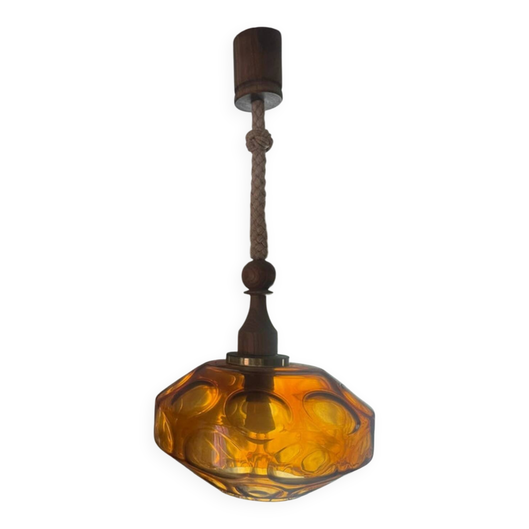 Vintage glass and teak suspension