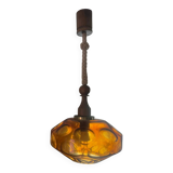 Vintage glass and teak suspension
