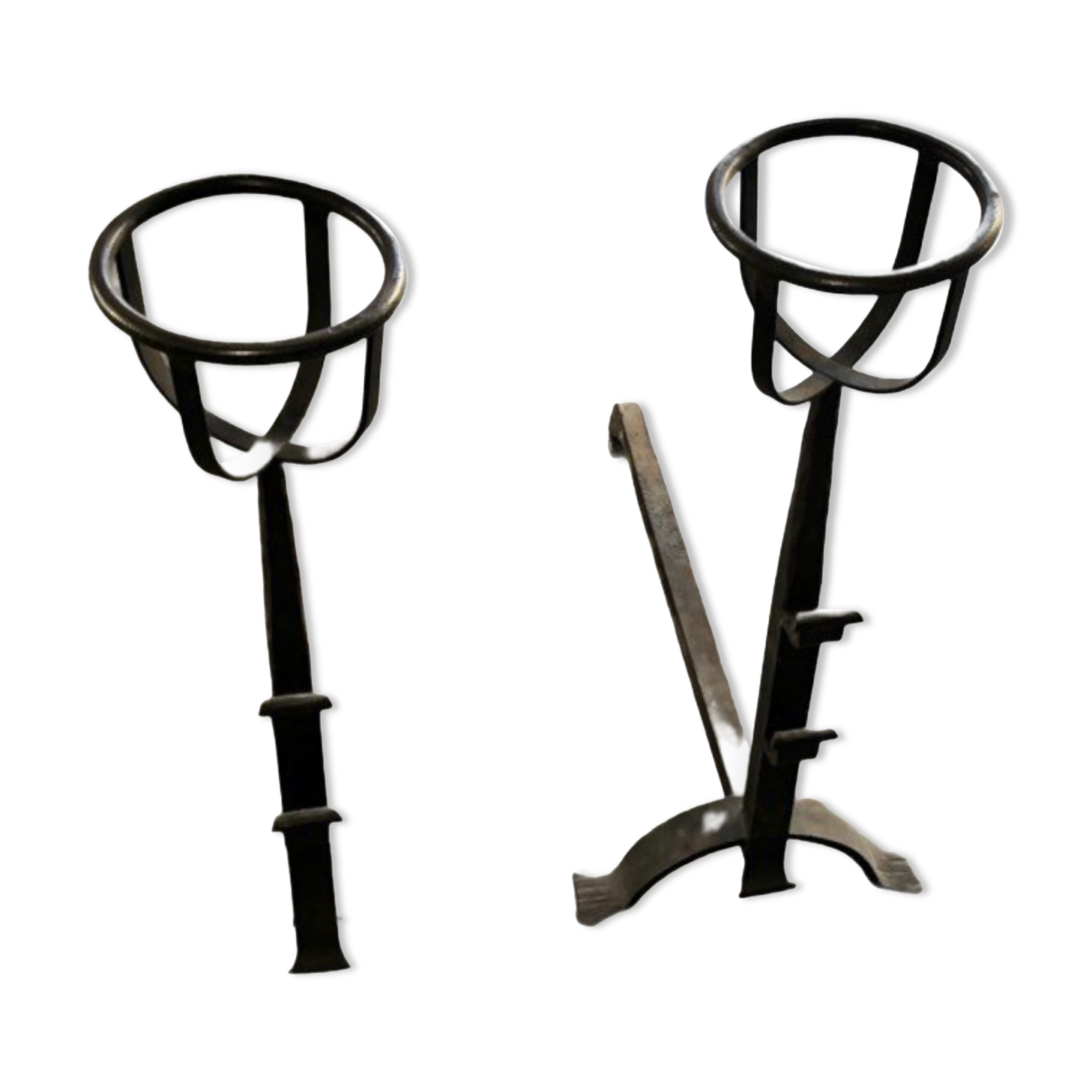 Pair of 18th century wrought iron andirons