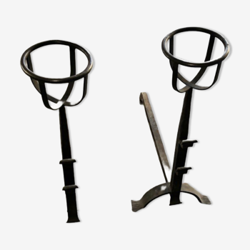 Pair of 18th century wrought iron andirons