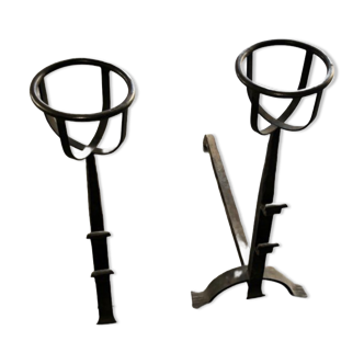 Pair of 18th century wrought iron andirons