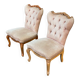 2 bergères fauteuils Louis XV tissu velours rosé
