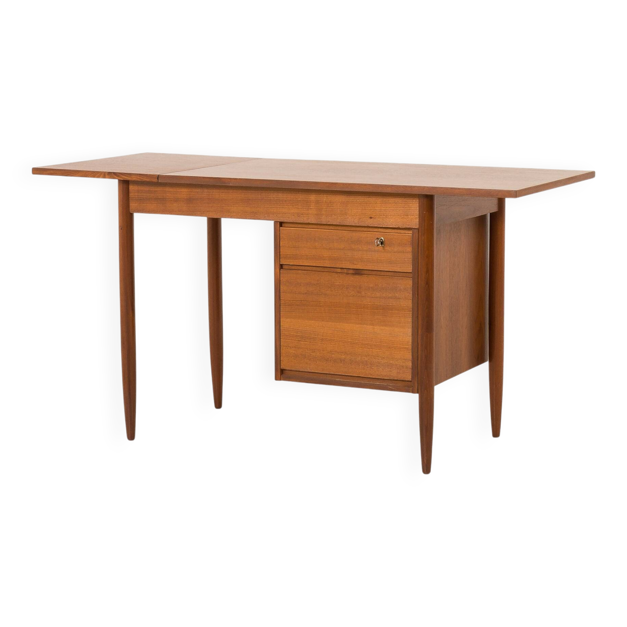Scandinavian mid century teak desk with extension by Austvoll Møbelfabrikk,