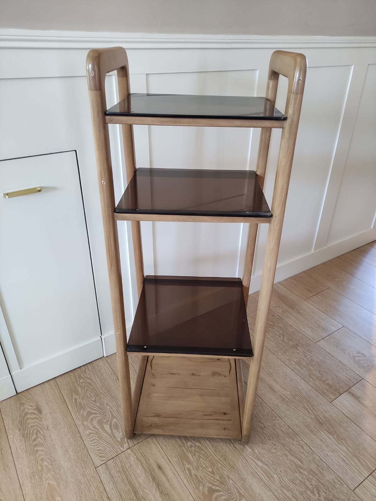 Scandinavian shelf in wood and plexiglass 70s