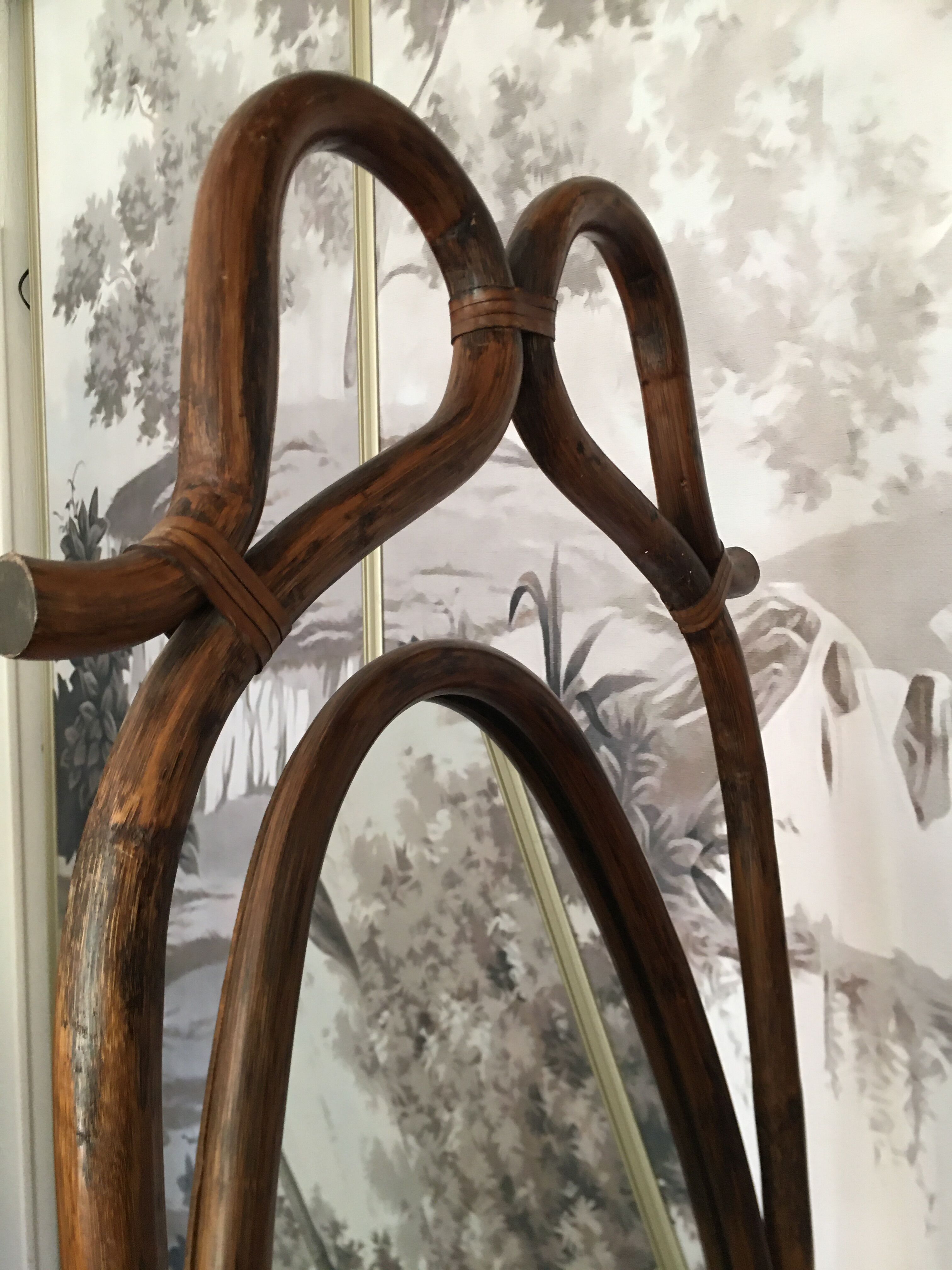 Large rattan psychedelic mirror 55x175cm