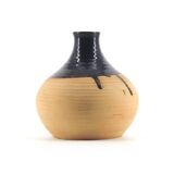 Salmon pink vase with brown top, Lund Danmark