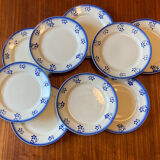 Lot of 9 dessert/starter plates Badonviller model Denise blue 1900-1905