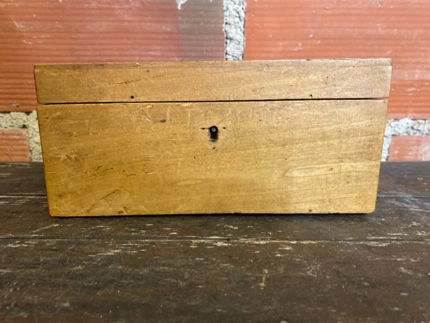 Antique box wooden box with vintage lock