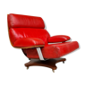 Fauteuil de salon pivotant en cuir rouge G-Plan