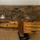 Old vintage wooden workbench