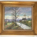 Oil Painting Canvas Country Path Landscape Nature Autumn LALLEMA