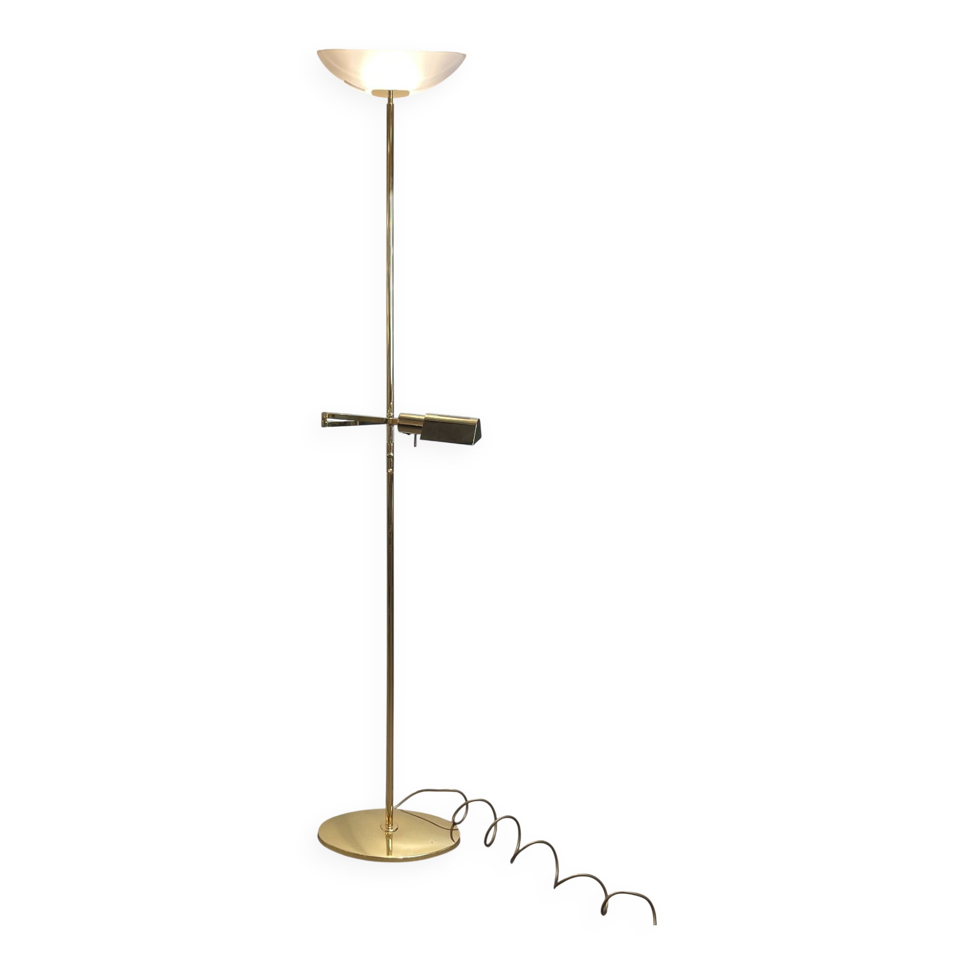 Brass & Opaline Floor Lamp by Milan, Spain, 1980s