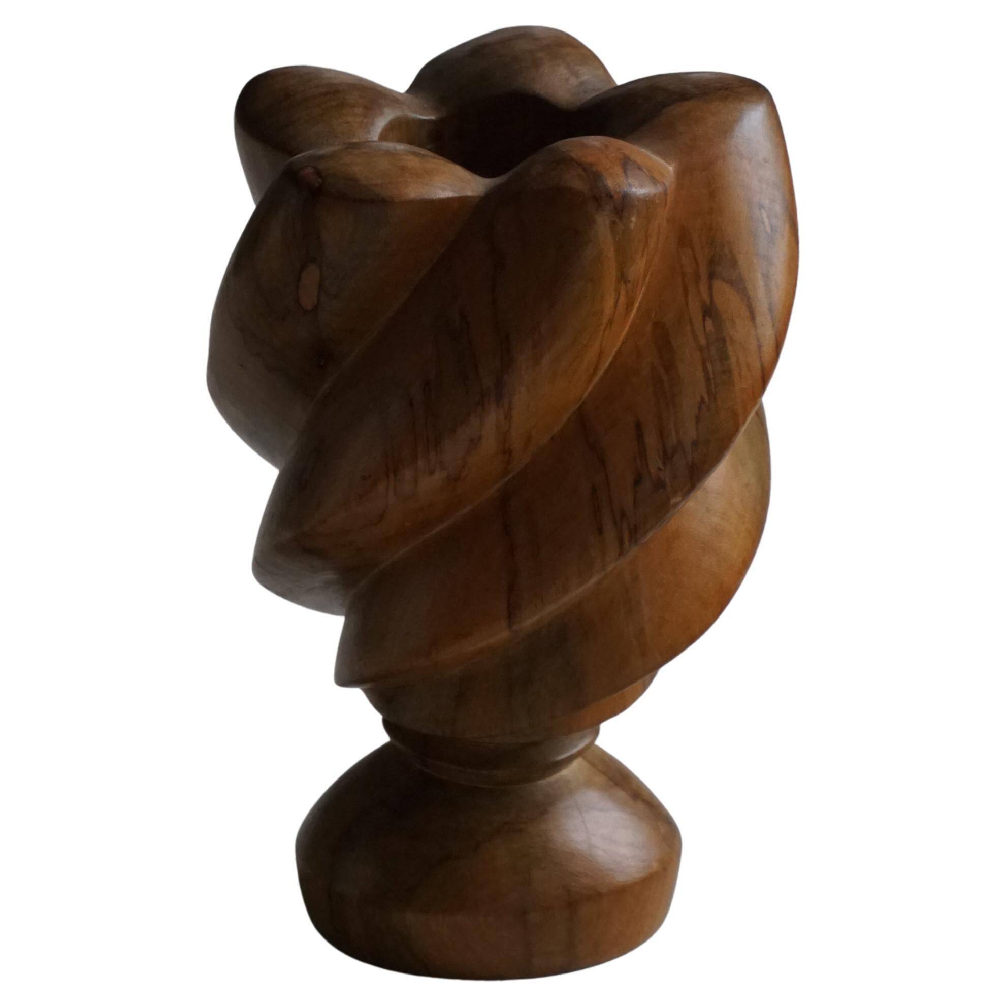 Scandinavian decorative wooden vase from the mid-20th century, 1960s.