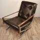 Pair of leather and chrome metal armchairs 1970