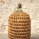 Lady Jeanne bottle, green glass bottle dressed in straw and wicker weaving, jar, vintage decor.