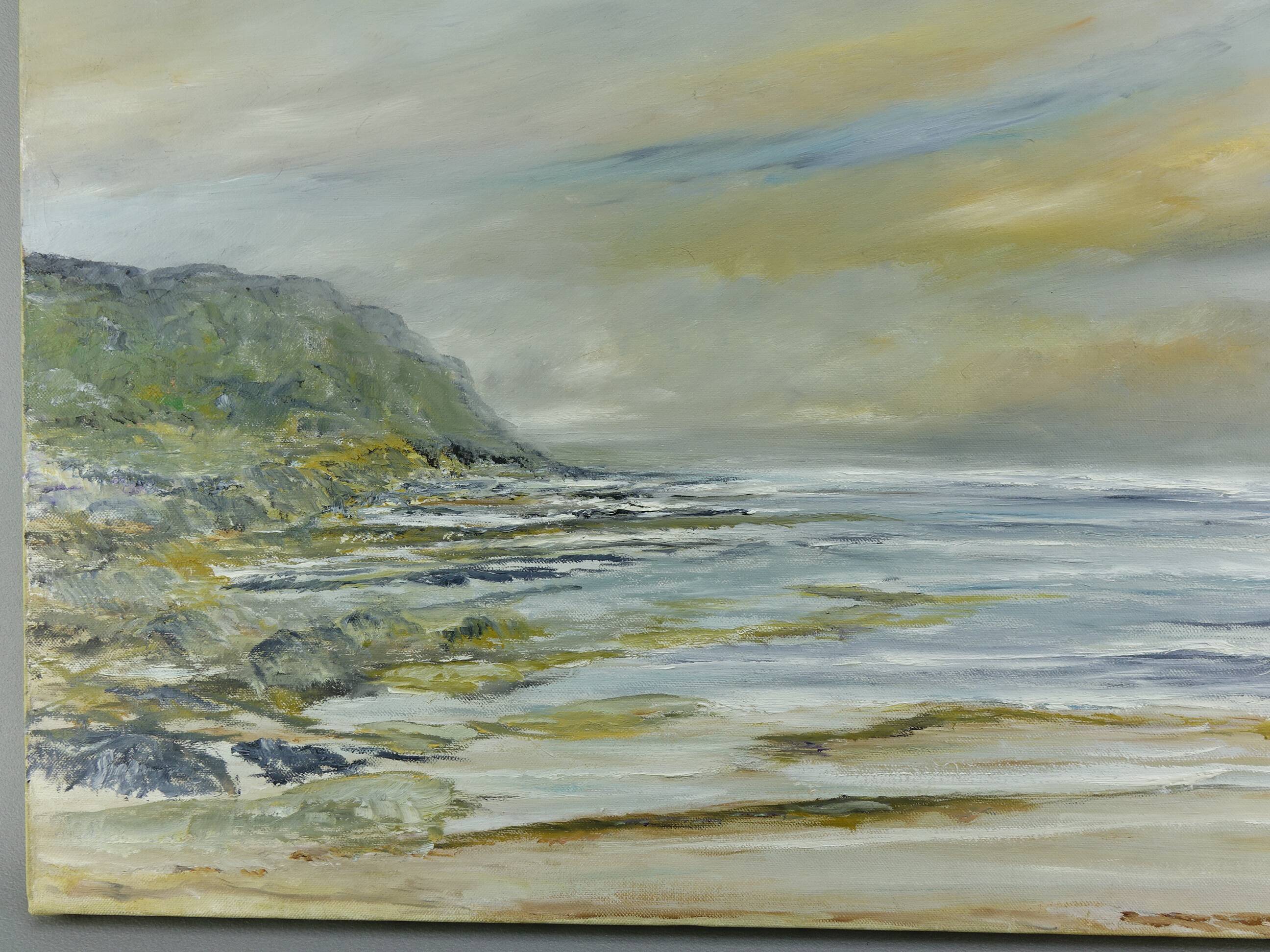 Oil on canvas Seaside at Cap Gris-Nez signed Lièvin painter from Calais 1970s