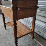 Ancienne table de toilette coiffeuse en marbre et bois massif