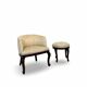 An antique Italian bar chair and a matching tufted vanity stool.