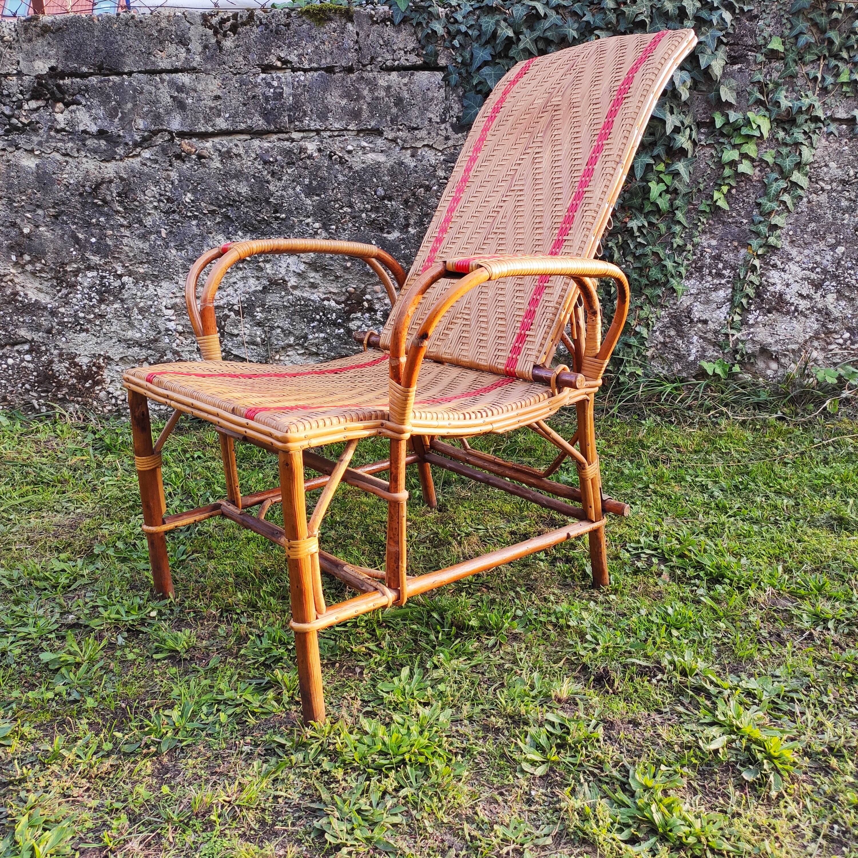 Old rattan armchair