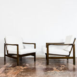 Pair of Restored White Grey B-7522 armchairs by Zenon Bączyk, 1960’s