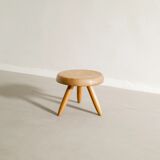 French Mid Century Wooden Berger Tripod Stool by Charlotte Perriand, 1960s
