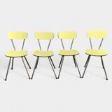 Chaises Formica jaune  pieds compas 1950
