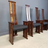 Chaises de salle à manger post-modernes à dossier haut, lot de 4, années 1970