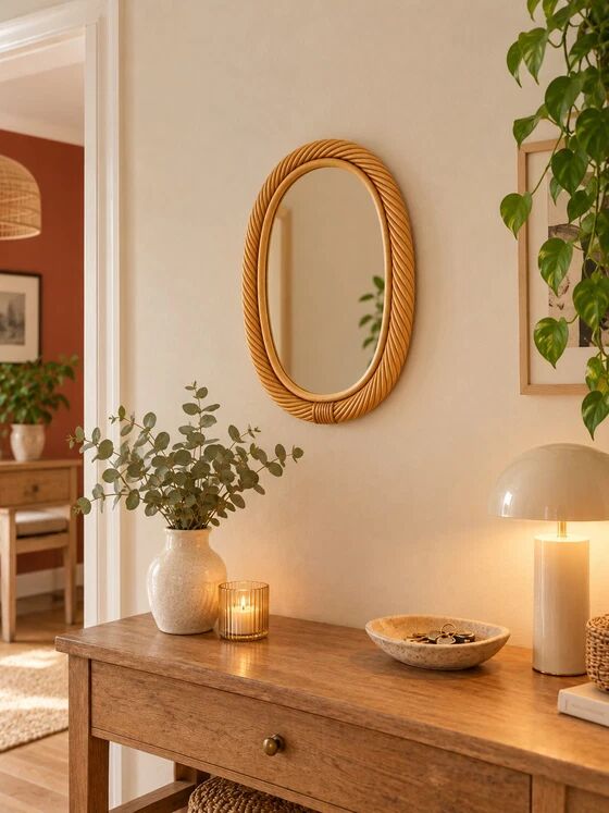 Miroir en rotin